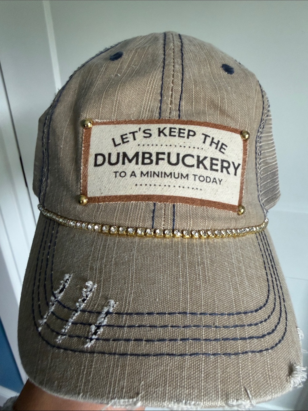 Let’s Keep The Dumbfuckery Beige Trucker Hat - Unbranded